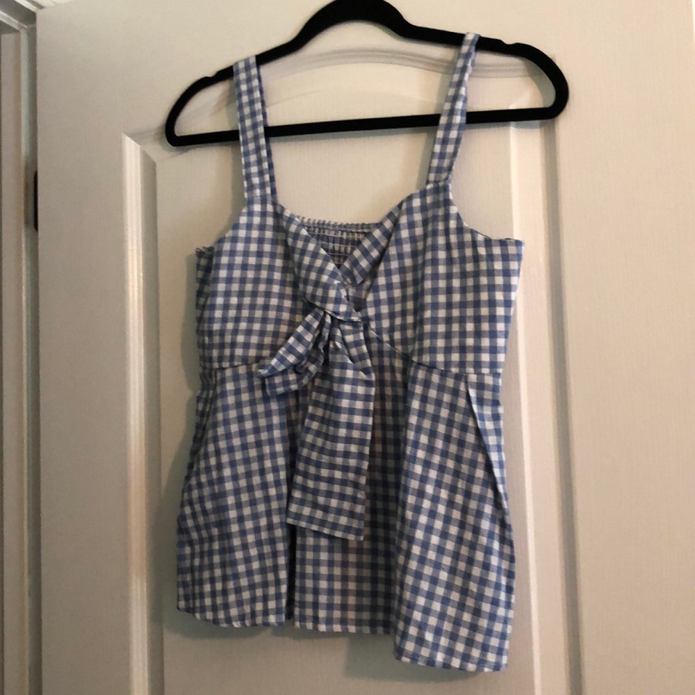 Blue and white checkered top